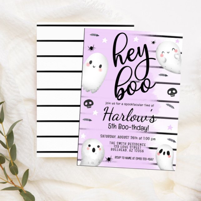 Invitación Ghost Hey Boo Pastel Purple Halloween Cumpleaños (Subido por el creador)