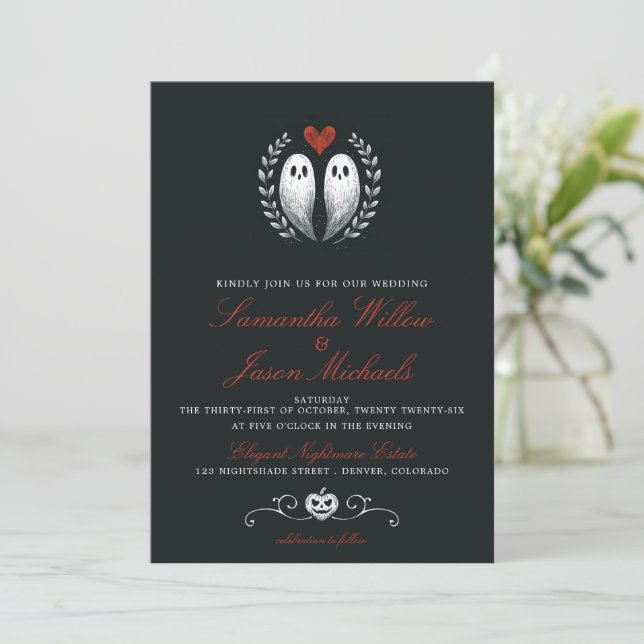 Invitación Ghost Love Boda (Anverso de pie)