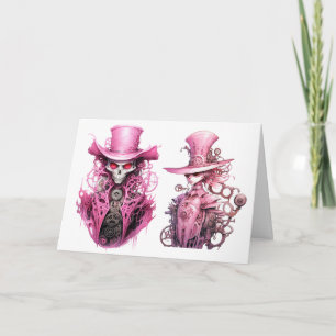 Invitación Ghost Steampunk de Skeleton rosa