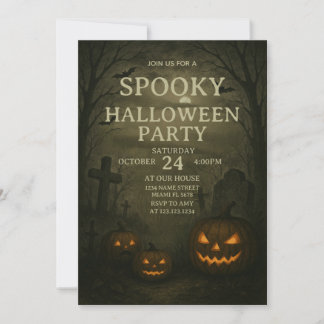 Invitación Ghostly Spooky Halloween Party Invitation Card