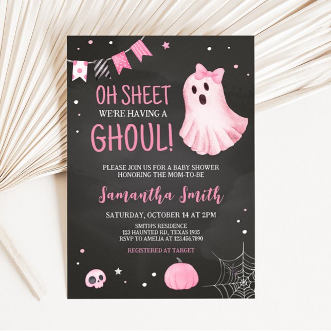 Invitación Ghoul Ghost Halloween Baby Shower (Girl Ghost Baby Shower Invitation)