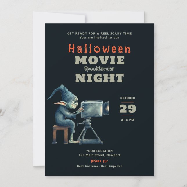Invitación Ghoul Gremlin de la noche de la película aterrador (Anverso)
