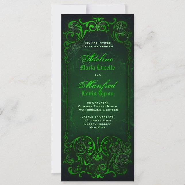 Invitación Ghoulish Green Boda (Anverso)