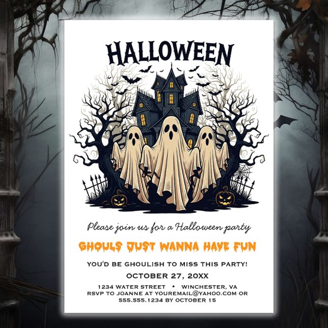Invitación Ghouls solo quiere divertirse con la fiesta de Hal (Subido por el creador)
