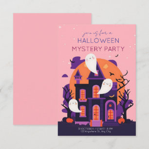 Invitación Ghouls solo quieren tener Halloween rosado y Naran