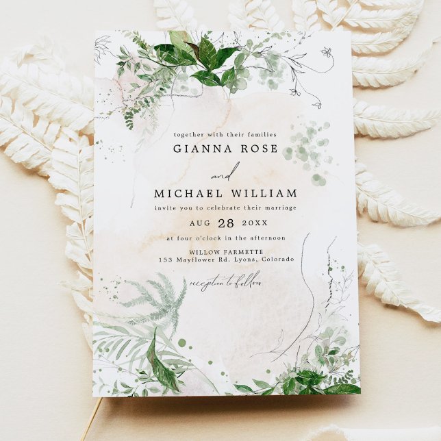 Invitación GIANNA Boho Boda de la Moda de vintage de la veget (Subido por el creador)