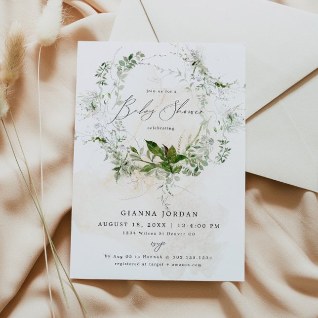 Invitación GIANNA Etherial Greenery Garden Baby Shower (Subido por el creador)