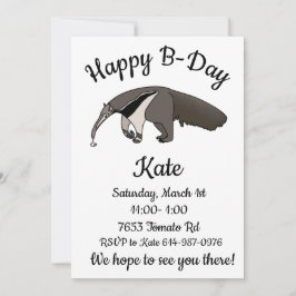 Invitación Giant Anteater Feliz Cumpleaños