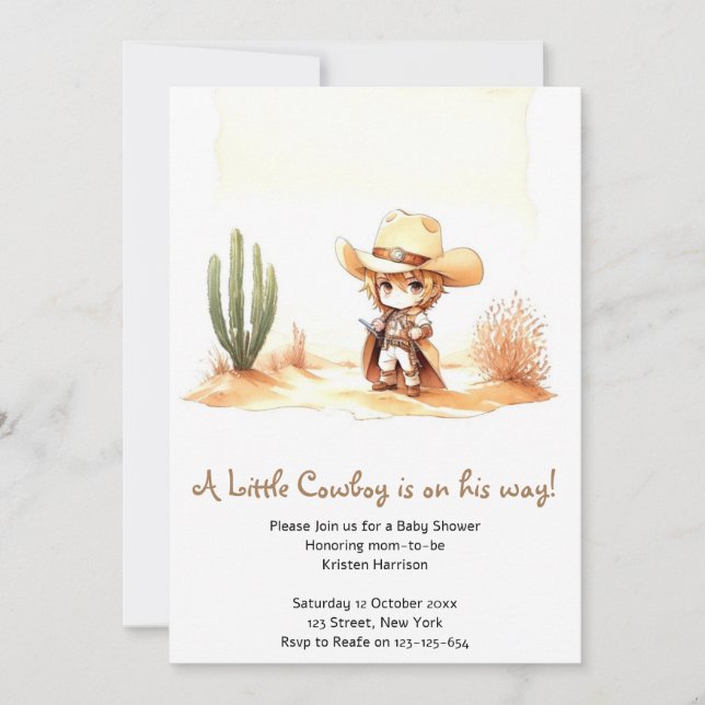 Invitación Giddy Up It's a Wild West Cowboy Baby Shower (Anverso)