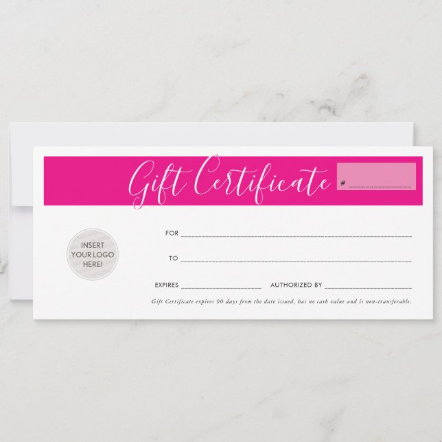 Invitación GIFT CERTIFICATE Business voucher fuschia rosa (Anverso)