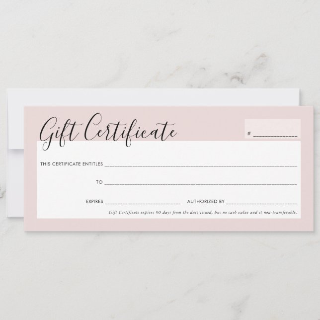 Invitación GIFT CERTIFICATE elegante moda rosa rosado oro Inv (Anverso)