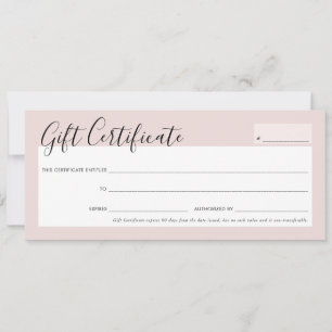 Invitación GIFT CERTIFICATE elegante moda rosa rosado oro Inv
