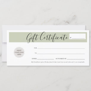 Invitación GIFT CERTIFICATE elegantes vales de negocio sage