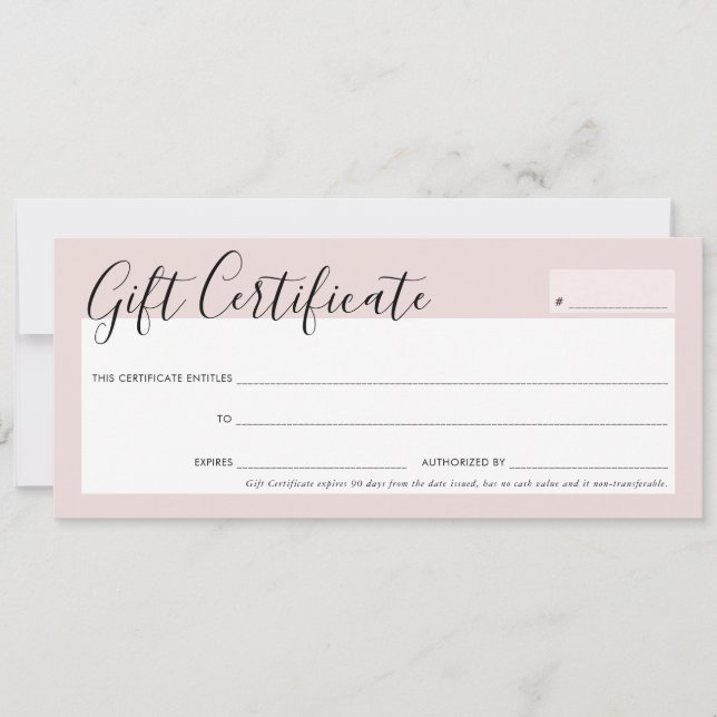 Invitación GIFT CERTIFICATE moda elegante rosa rosa rosa rosa (Anverso)