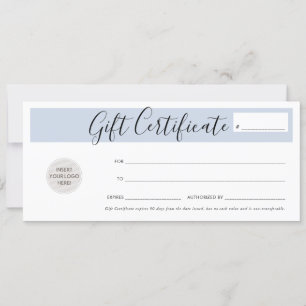 Invitación GIFT CERTIFICATE moda vale de negocios azul pálido