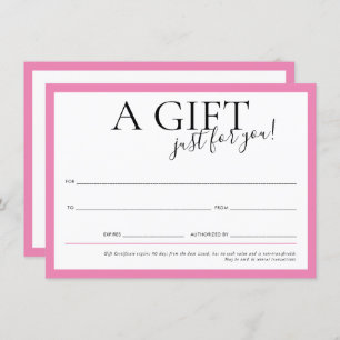 Invitación GIFT VOUCHER elegante moda negocios dulces rosados