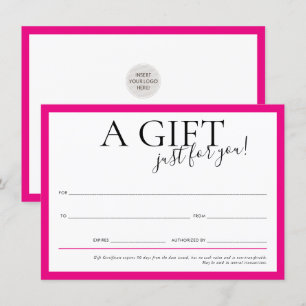 Invitación GIFT VOUCHER elegante moda negocios fushcia rosa