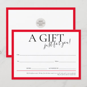 Invitación GIFT VOUCHER elegante negocio de moda audaz rojo