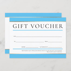 Invitación GIFT VOUCHER moderno y elegante negocio AQUA BLUE