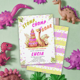 Invitación Gigante de dinosaurio Chica de acuarela de pastel 