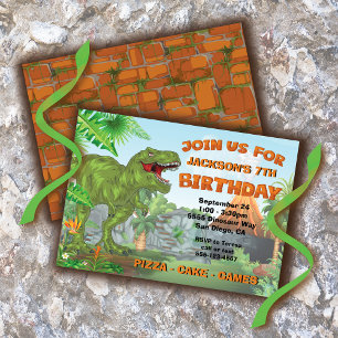 Invitación Gigante Dinosaurio Jungla Volcán Birthay Fiesta