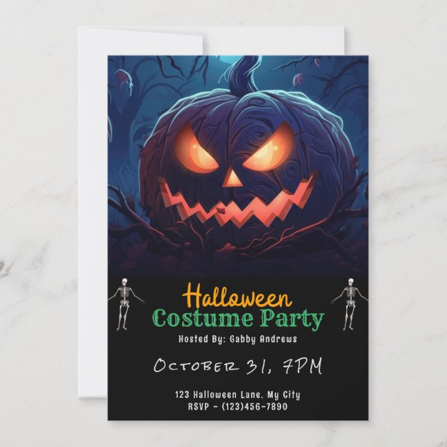Invitación Gigante Jack-O' Lantern Black Halloween (Anverso)