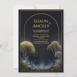Invitación Gilded Arch Midnight Starry Forest Wedding