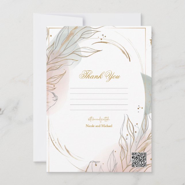 Invitación Gilded Gold Sage & Blush Botanical Wedding  (Anverso)