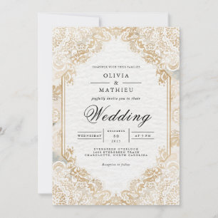Invitación Gilded Lace Romance Flourish Boda