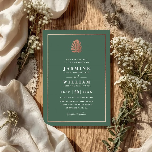 Invitación Gilded Tropics Elegant Modern QR Code Wedding (Subido por el creador)