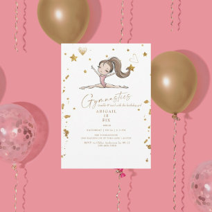 Invitación Gimnasia Blanca Tumble y fiesta de cumpleaños de t