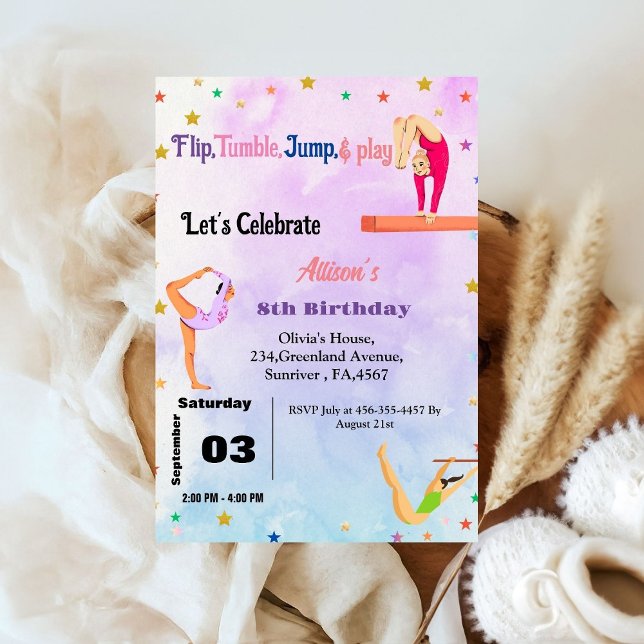 Invitación Gimnasia Cartoneras fiesta de cumpleaños chica (Subido por el creador)