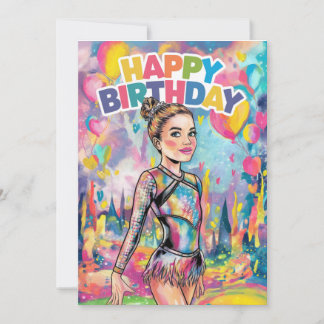 Invitación Gimnasia colorida pintada de cumpleaños personaliz
