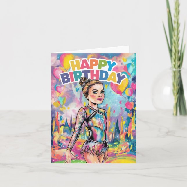 Invitación Gimnasia colorida pintada de cumpleaños personaliz (Anverso)