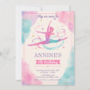 Invitación Gimnasia de Acuarela Personalizada Cumpleaños