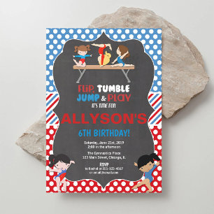 Invitación Gimnasia de los Juegos Olímpicos de cumpleaños Roj