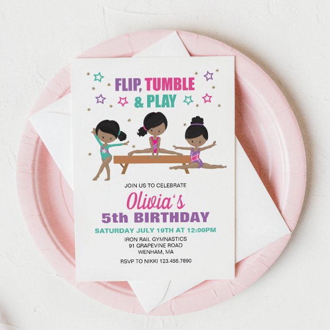 Invitación Gimnasia Flip Tumble & Play Cumpleaños (Subido por el creador)