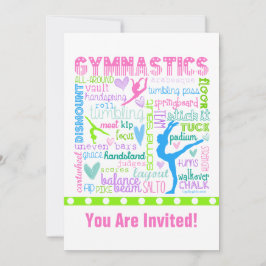 Invitación Gimnasia Pastel personalizada Palabras tipografía