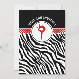 Invitación Gimnasia personalizada del estampado de zebra en