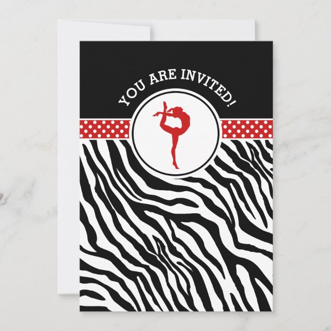 Invitación Gimnasia personalizada del estampado de zebra en (Anverso)
