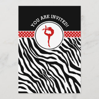 Invitación Gimnasia personalizada del estampado de zebra en