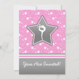 Invitación Gimnasia personalizada entre las estrellas en rosa