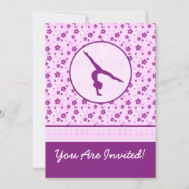 Invitación Gimnasia personalizada Purple Heart floral