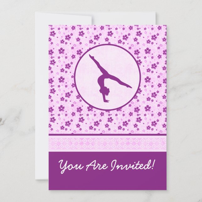 Invitación Gimnasia personalizada Purple Heart floral (Anverso)