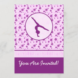 Invitación Gimnasia personalizada Purple Heart floral