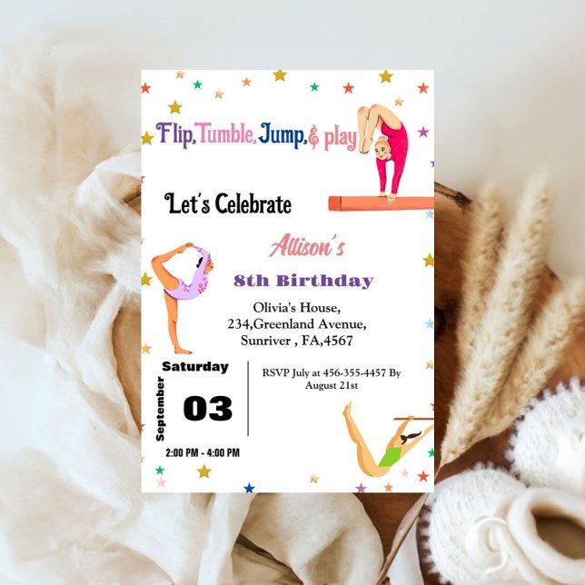 Invitación Gimnasia salta Carlleras fiesta de cumpleaños chic (Subido por el creador)