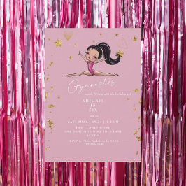 Invitación Gimnasia Tumble y fiesta de cumpleaños rosado