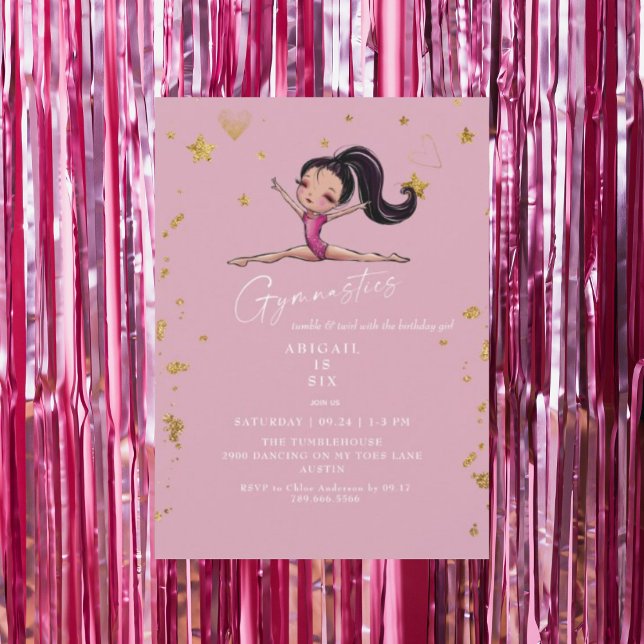 Invitación Gimnasia Tumble y fiesta de cumpleaños rosado (Subido por el creador)