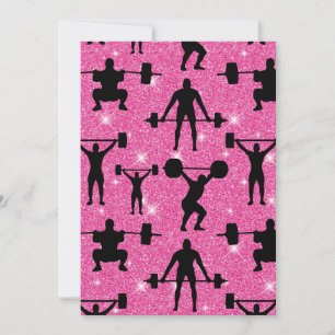 Invitación Gimnasio de deporte de fitness brillo rosa