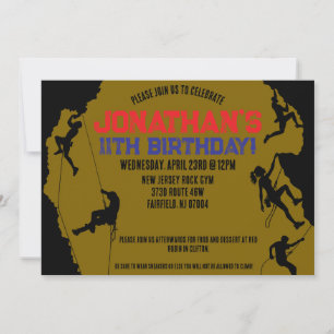 Invitación Gimnasio de escalada en roca cumpleaños